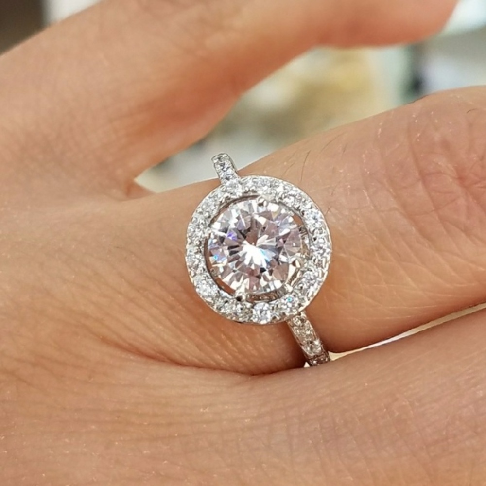 14k white gold plated Engagement Ring sizes 5 6 7 8 9 10 - Picture 5 of 8